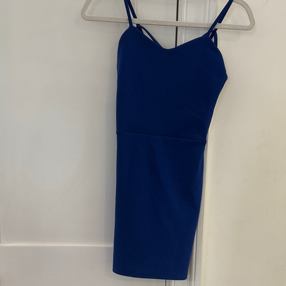 Chic Navy Spaghetti Strap Mini Dress